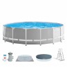 Piscina Intex METAL FRAME 26732NP (549x122cm - 24311Litros) - Com Bomba, Escada, Cobertura e Base